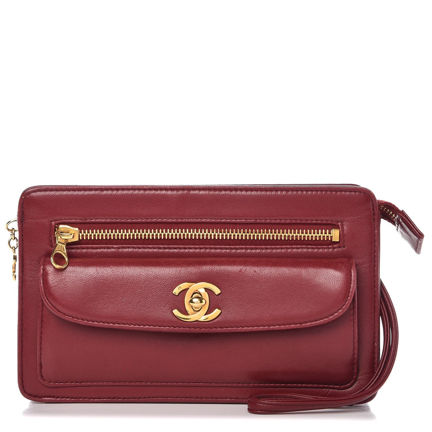 Lambskin CC Wristlet Red