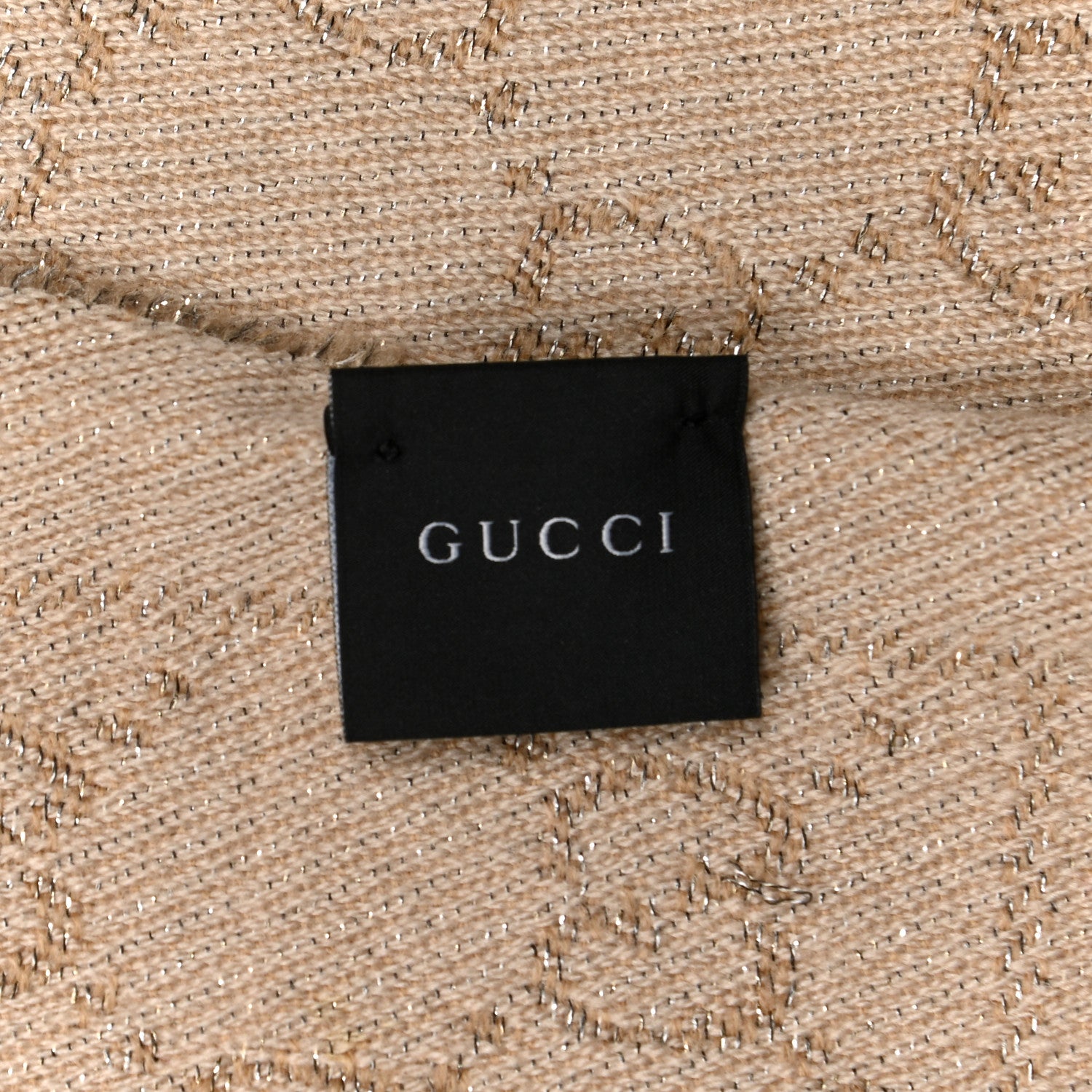 Gucci Metallic Wool GG Monogram Fringe Scarf Natural 3 of 5