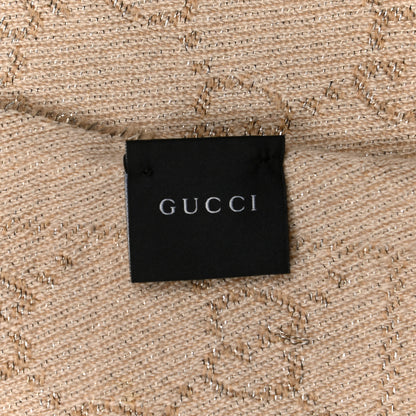 Gucci Metallic Wool GG Monogram Fringe Scarf Natural 3 of 5