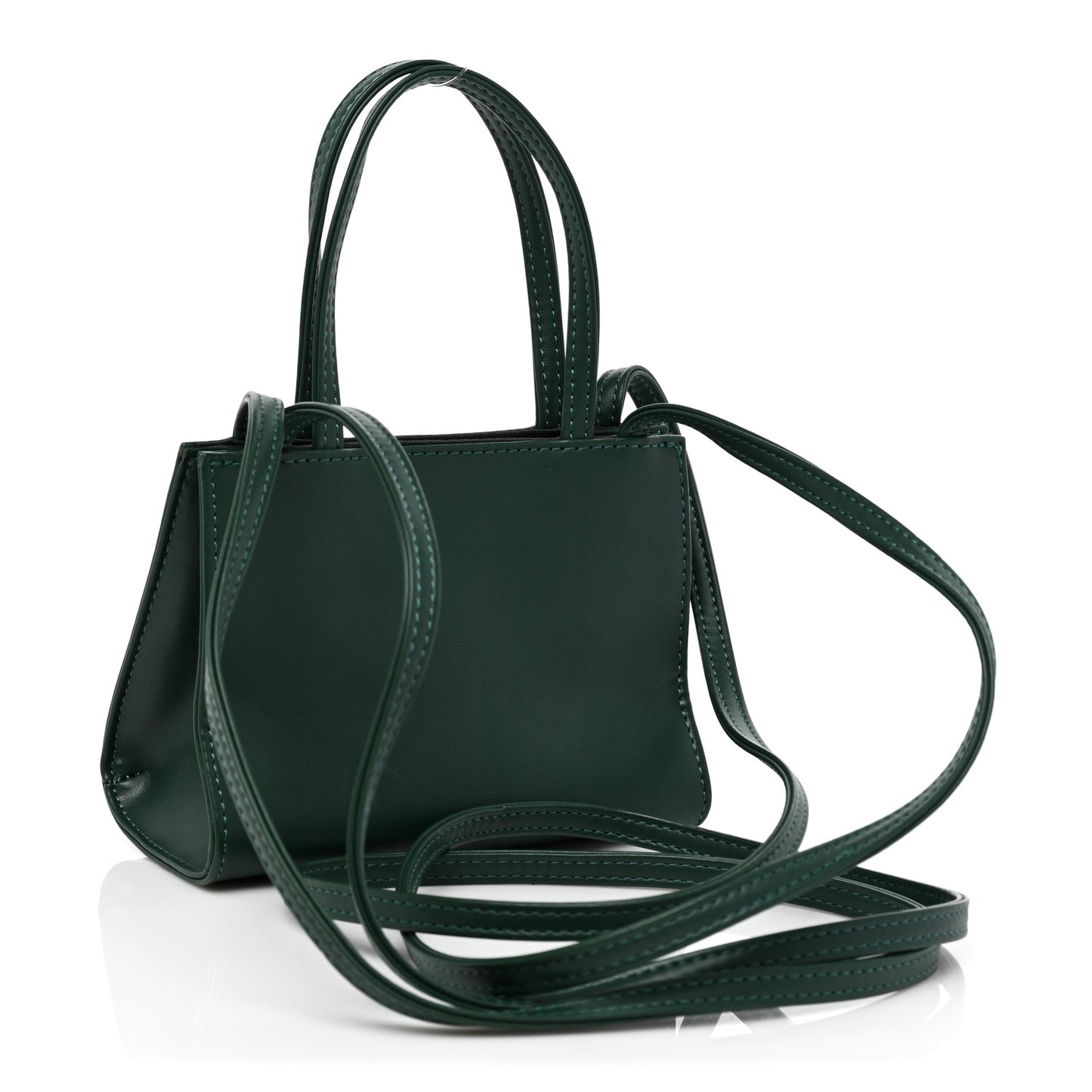 Vegan Leather Small Shopping Bag Dark Olive