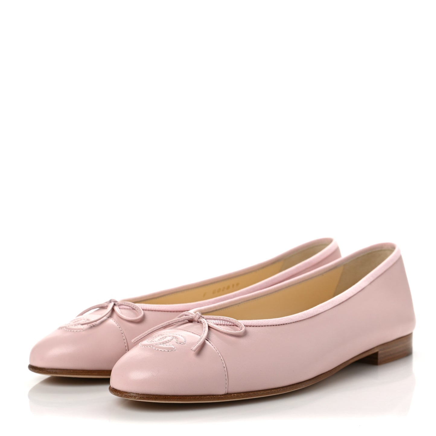 Lambskin CC Cap Toe Ballerina Flats 40 Light Pink
