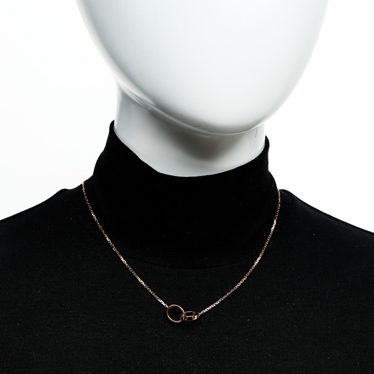 Cartier 18K Pink Gold Diamond Interlocking LOVE Necklace 2 of 8