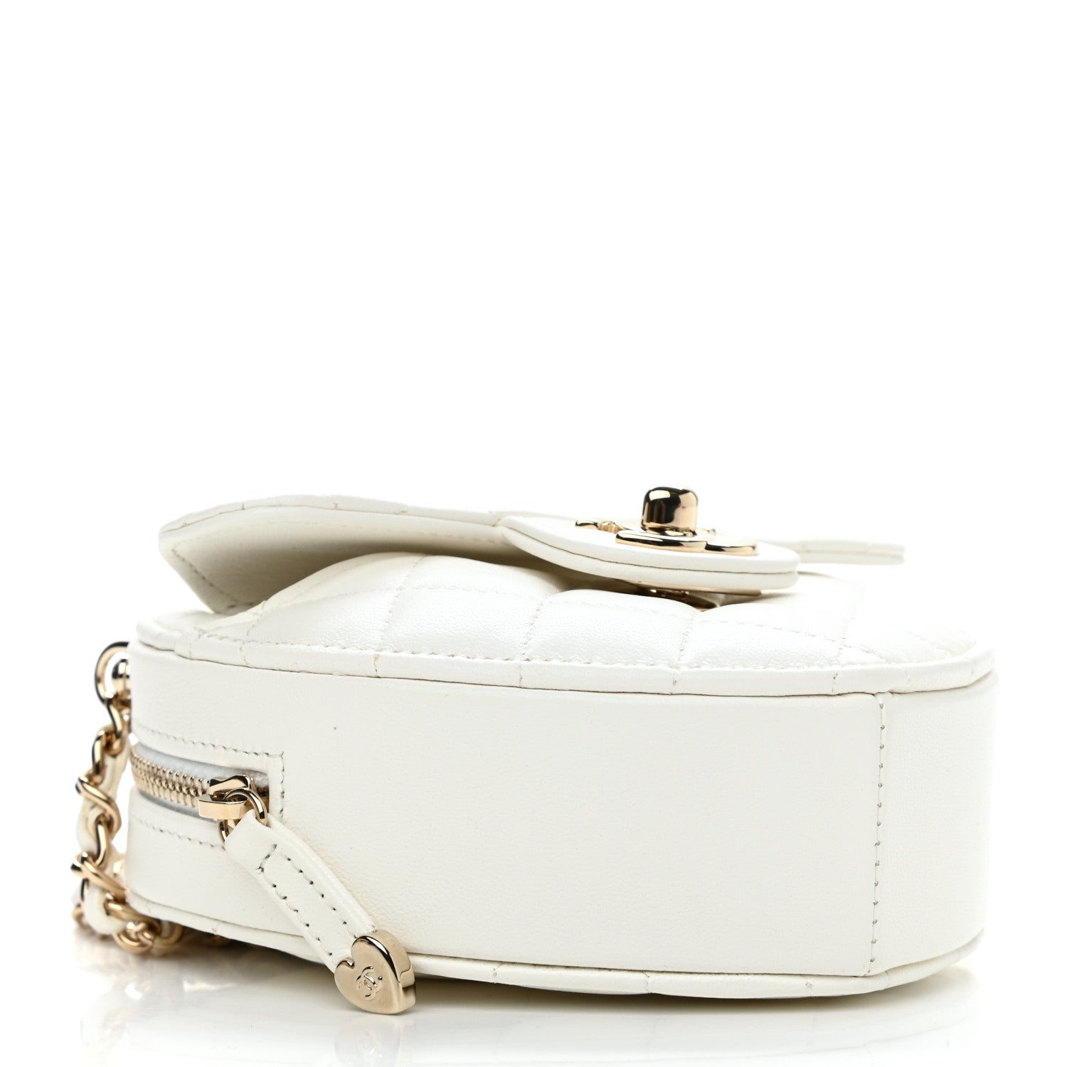 Chanel Lambskin Quilted CC In Love Heart Clutch With Chain White 4 of 11