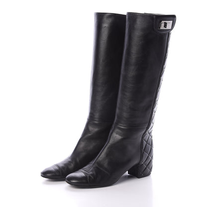 Chanel Lambskin Quilted Reissue Knee High Tall Boots 39 Black 3 of 6