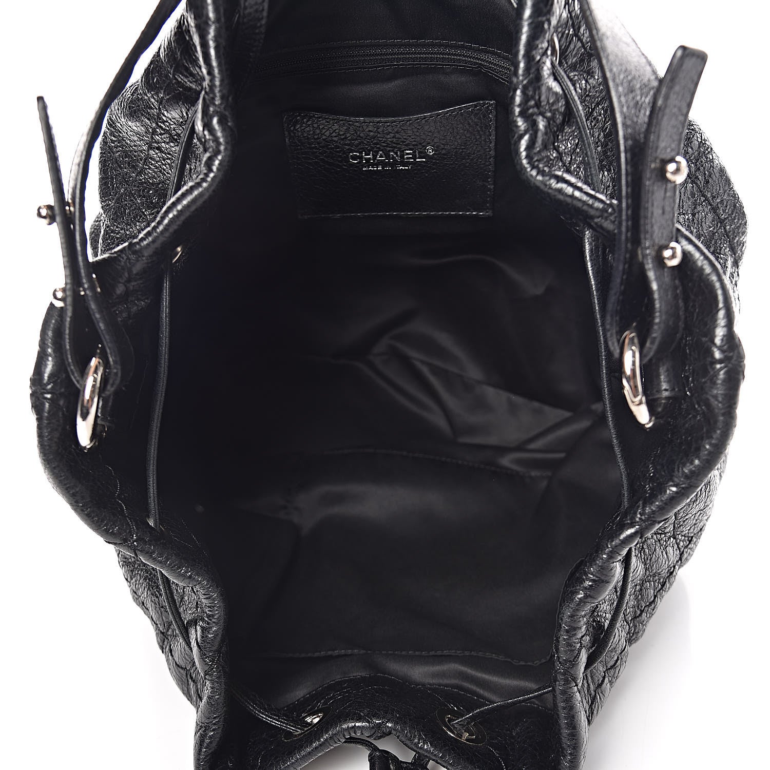 Chanel Glazed Calfskin On The Road Drawstring Tote Black 7 of 14