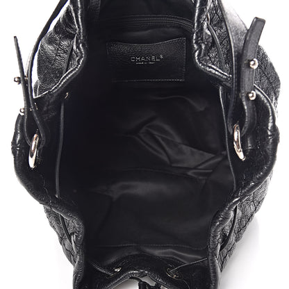 Chanel Glazed Calfskin On The Road Drawstring Tote Black 7 of 14