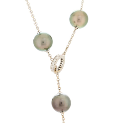 Mikimoto 18K White Gold Diamond Black South Sea Pearl 10mm Pearls In Motion Necklace 5 of 5