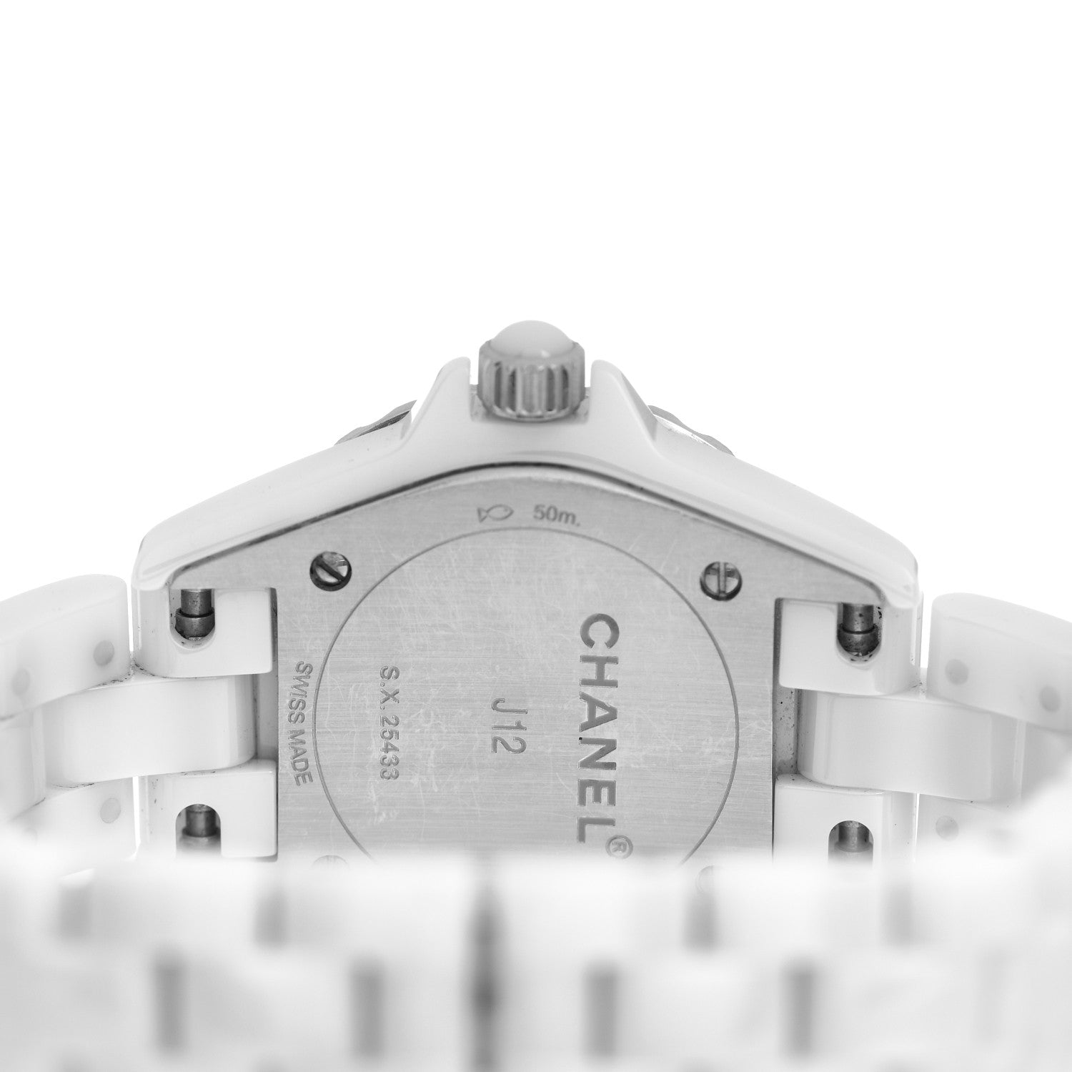 Chanel Stainless Steel Ceramic Diamond Mother of Pearl 29mm J12 Quartz Watch White 4 of 5