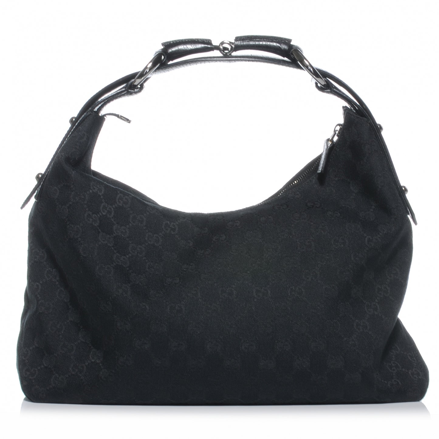 Monogram Medium Horsebit Chain Hobo Bag Black