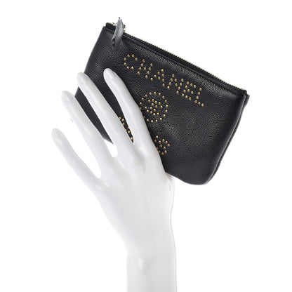 Chanel Caviar Studded Deauville Cosmetic Pouch Black 2 of 10