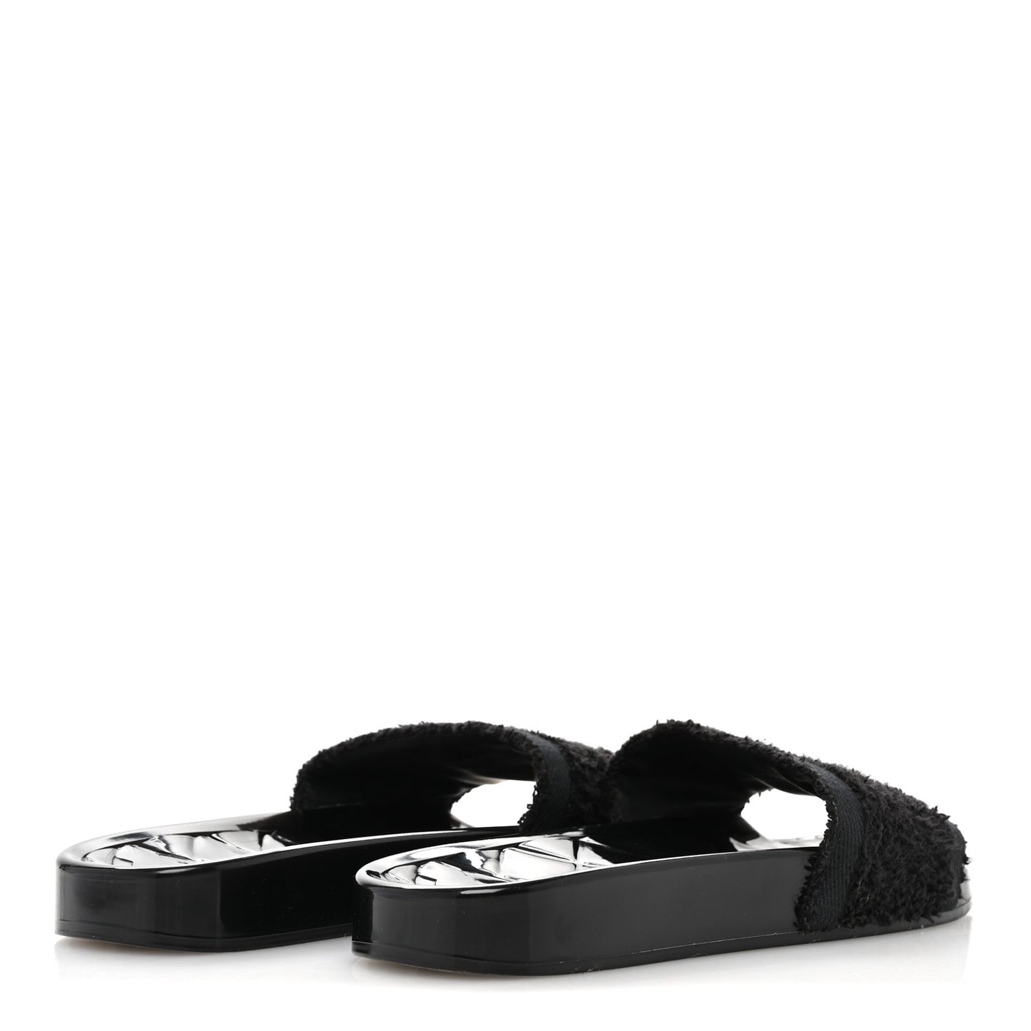 PVC Fabric CC Flat Slide Sandals 39 Black