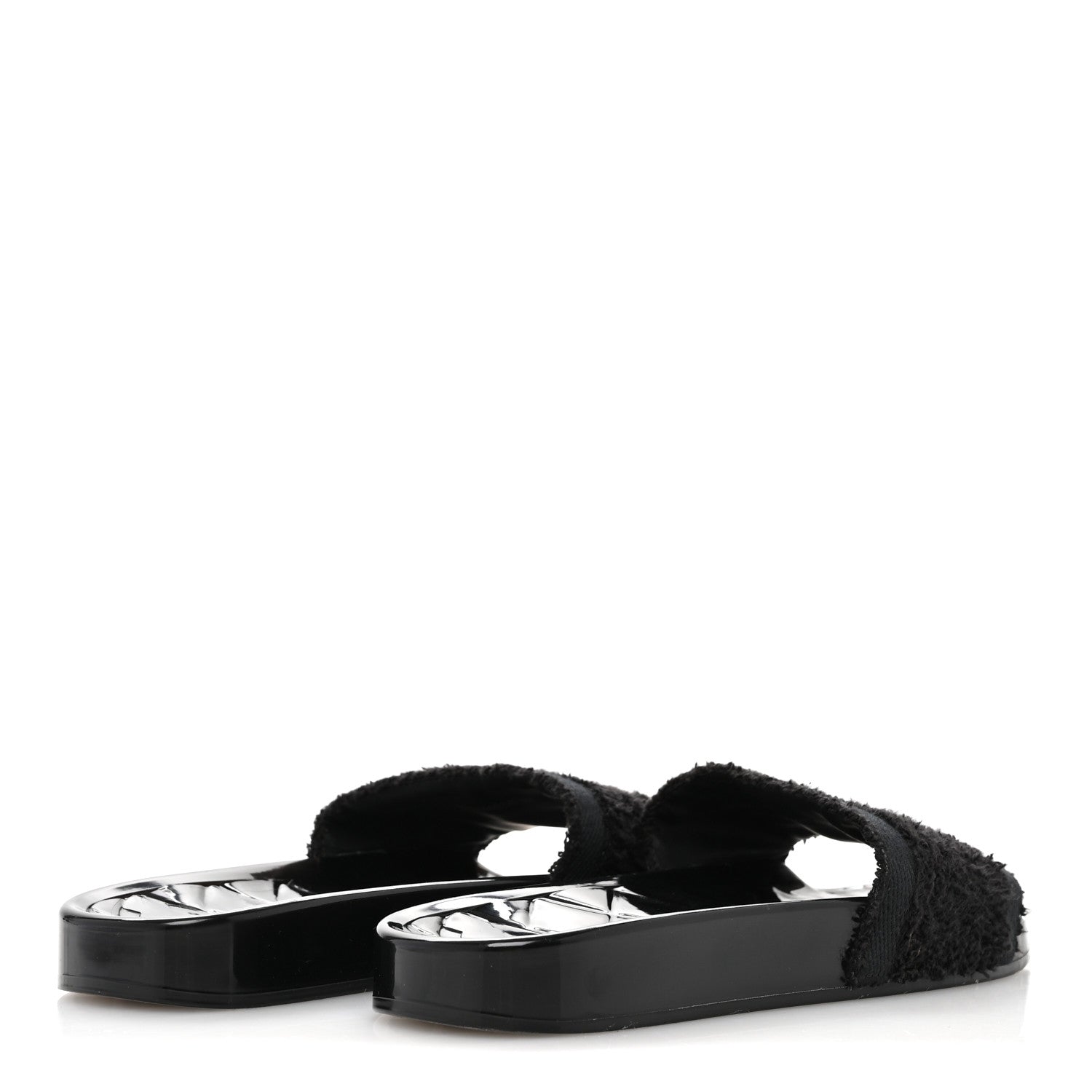 Chanel PVC Fabric CC Flat Slide Sandals 39 Black 5 of 8