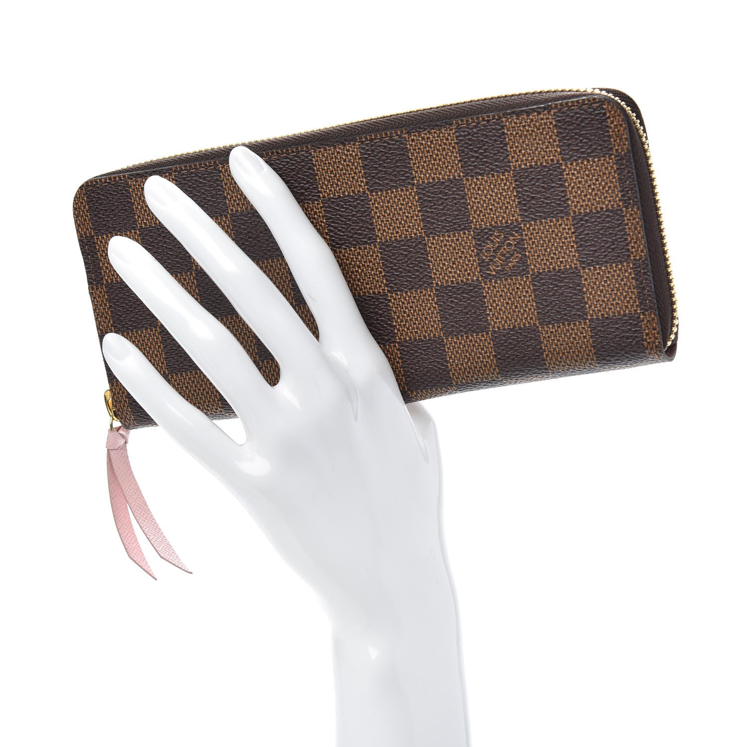 Louis Vuitton Damier Ebene Clemence Wallet Rose Ballerine 2 of 9