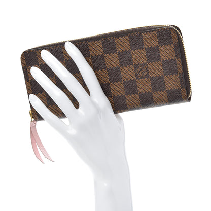 Louis Vuitton Damier Ebene Clemence Wallet Rose Ballerine 2 of 9