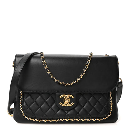 Chanel Lambskin Quilted Large CC Unchained Crossbody Black 2 of 19