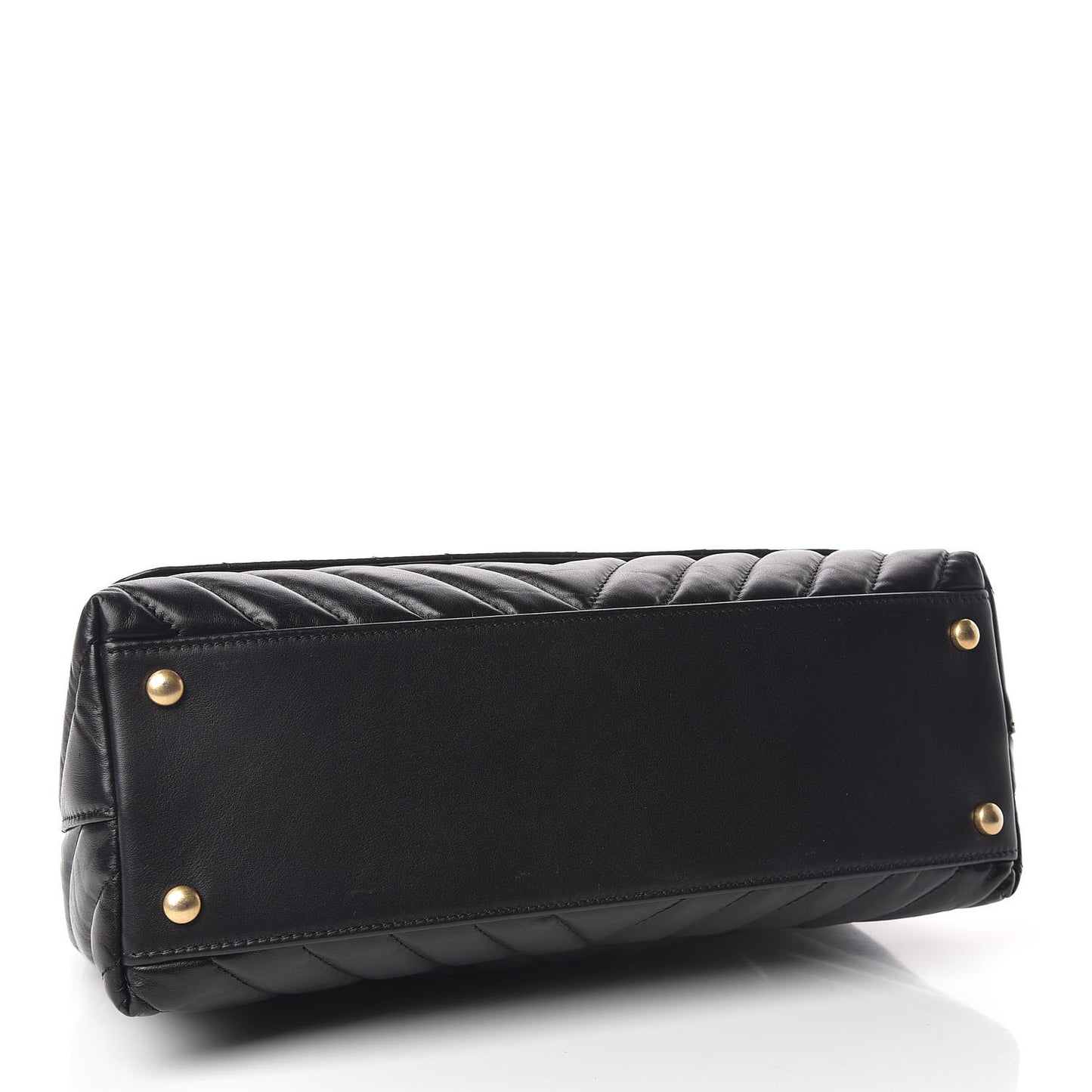 Calfskin Chevron Quilted Small Coco Handle Flap Black