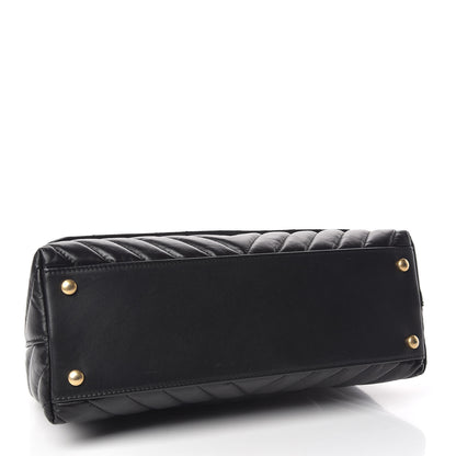 Chanel Calfskin Chevron Quilted Small Coco Handle Flap Black 4 of 12