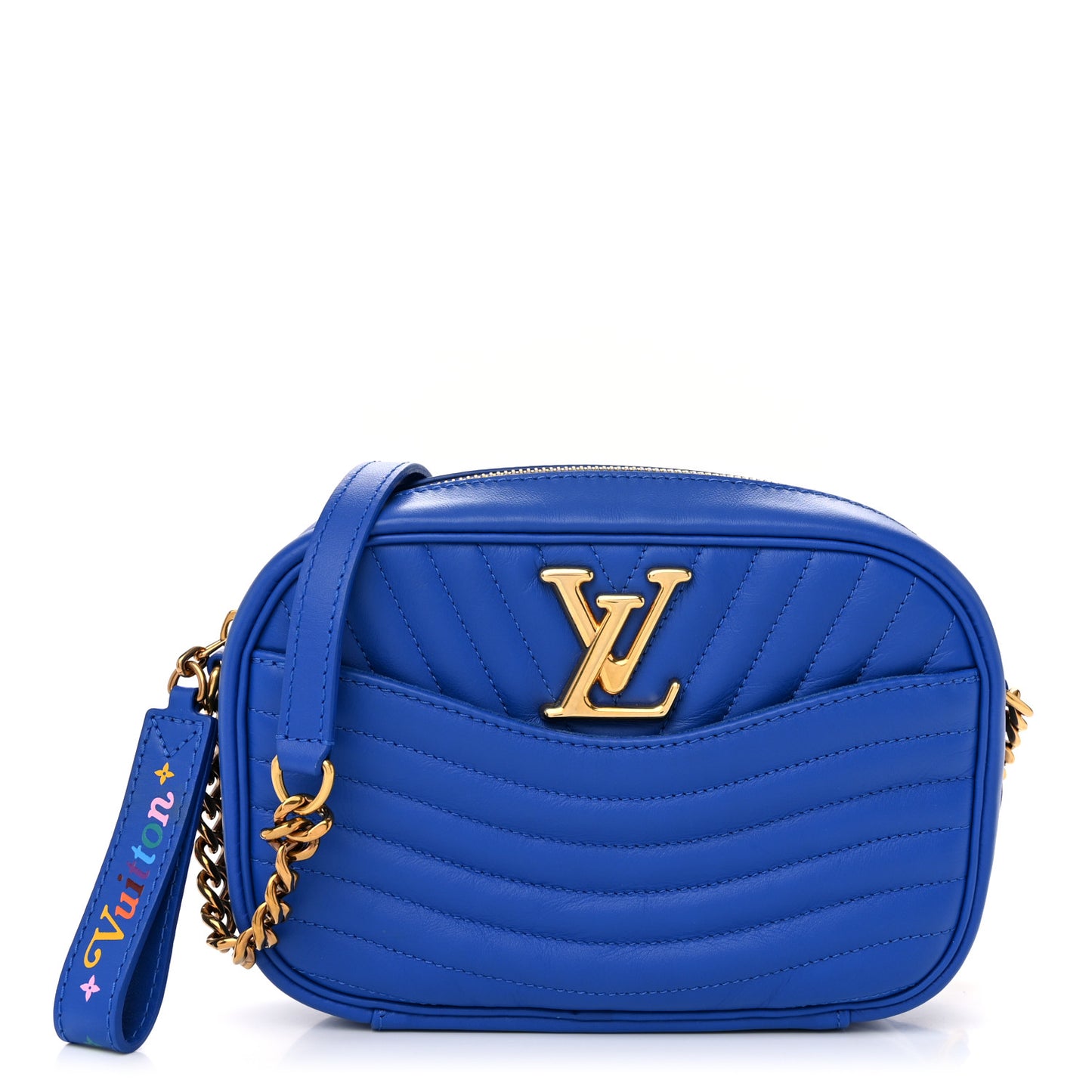 Calfskin New Wave Camera Bag Bleu Neon