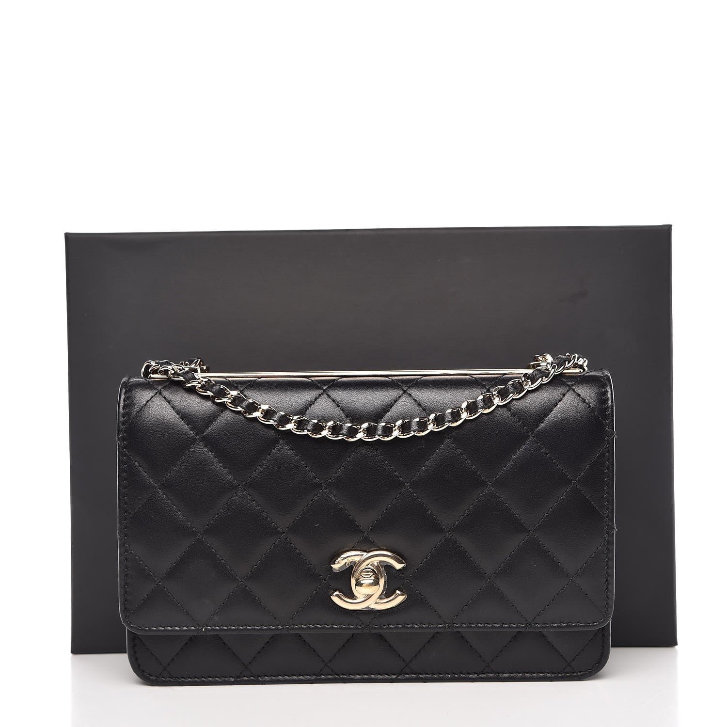 Chanel Lambskin Quilted Trendy CC Wallet On Chain WOC Black 10 of 10