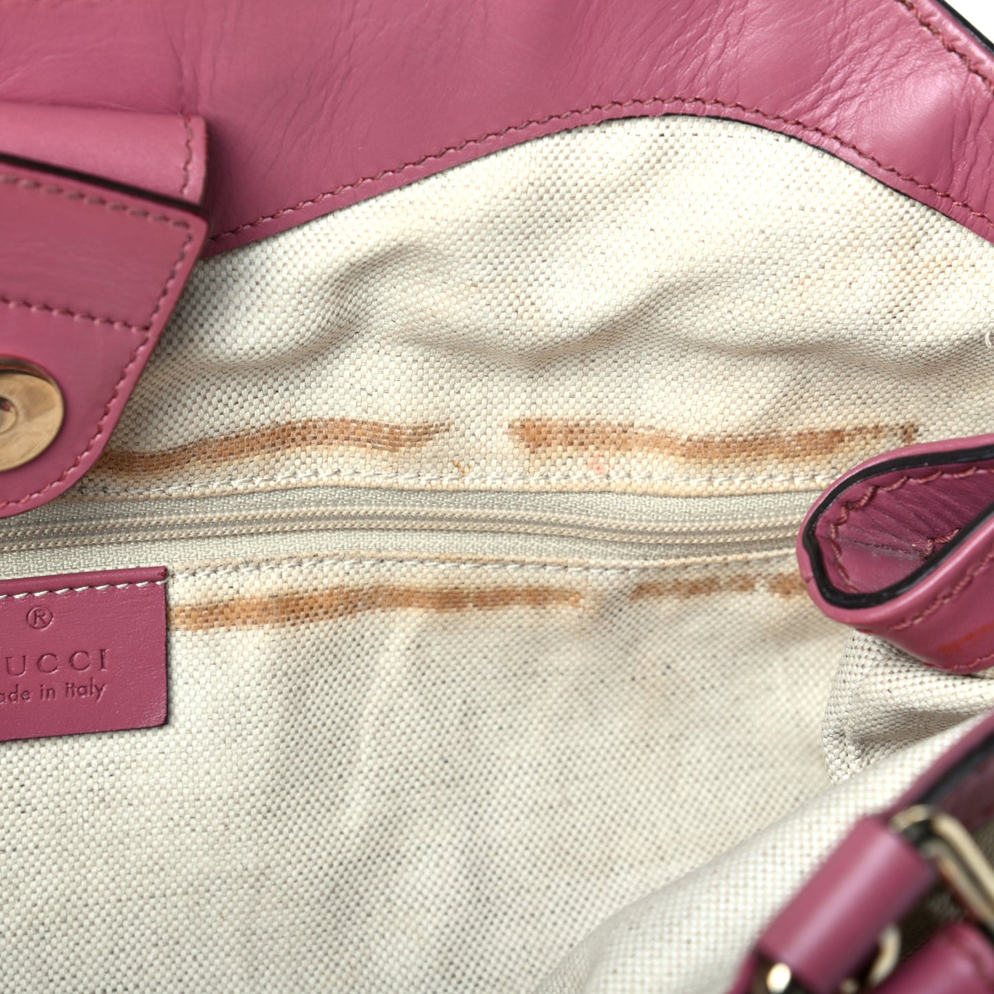 Monogram Margaux Calfskin Medium Sukey Tote Beige Ebony Vintage Rose