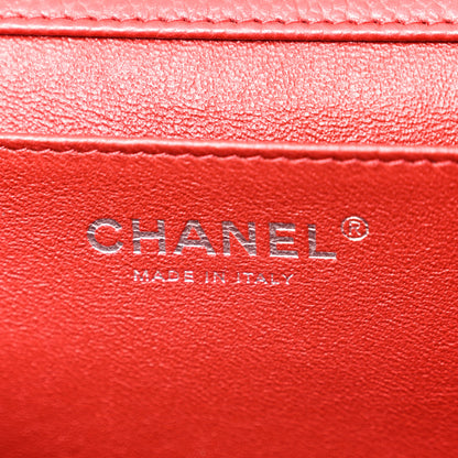 Chanel Caviar Quilted Clutch With Chain Flap Red 6 of 10