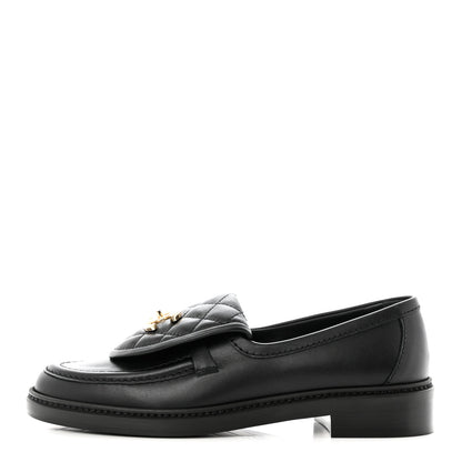 Chanel Lambskin Quilted CC Turnlock Loafers 37 Black 1 of 9