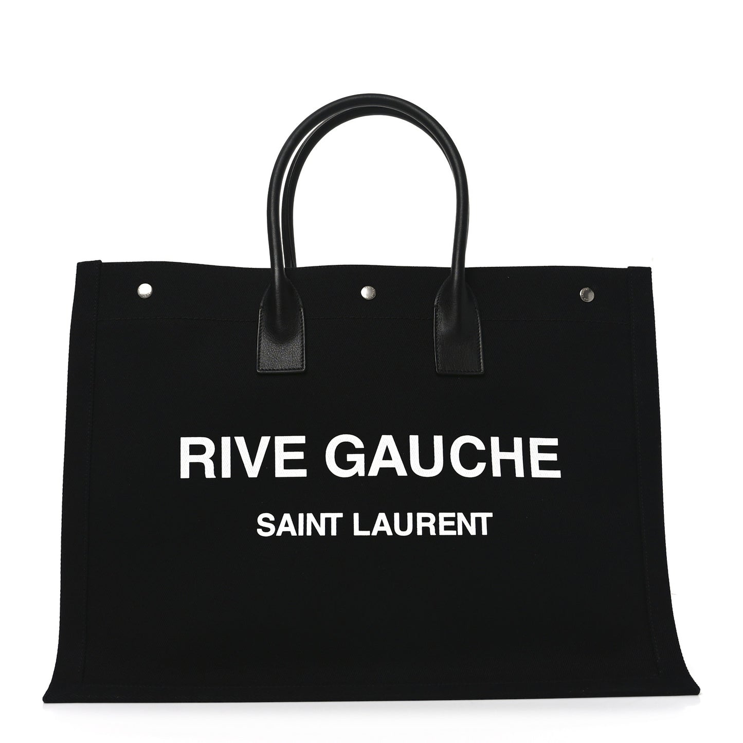 Linen Calfskin Rive Gauche Tote Black