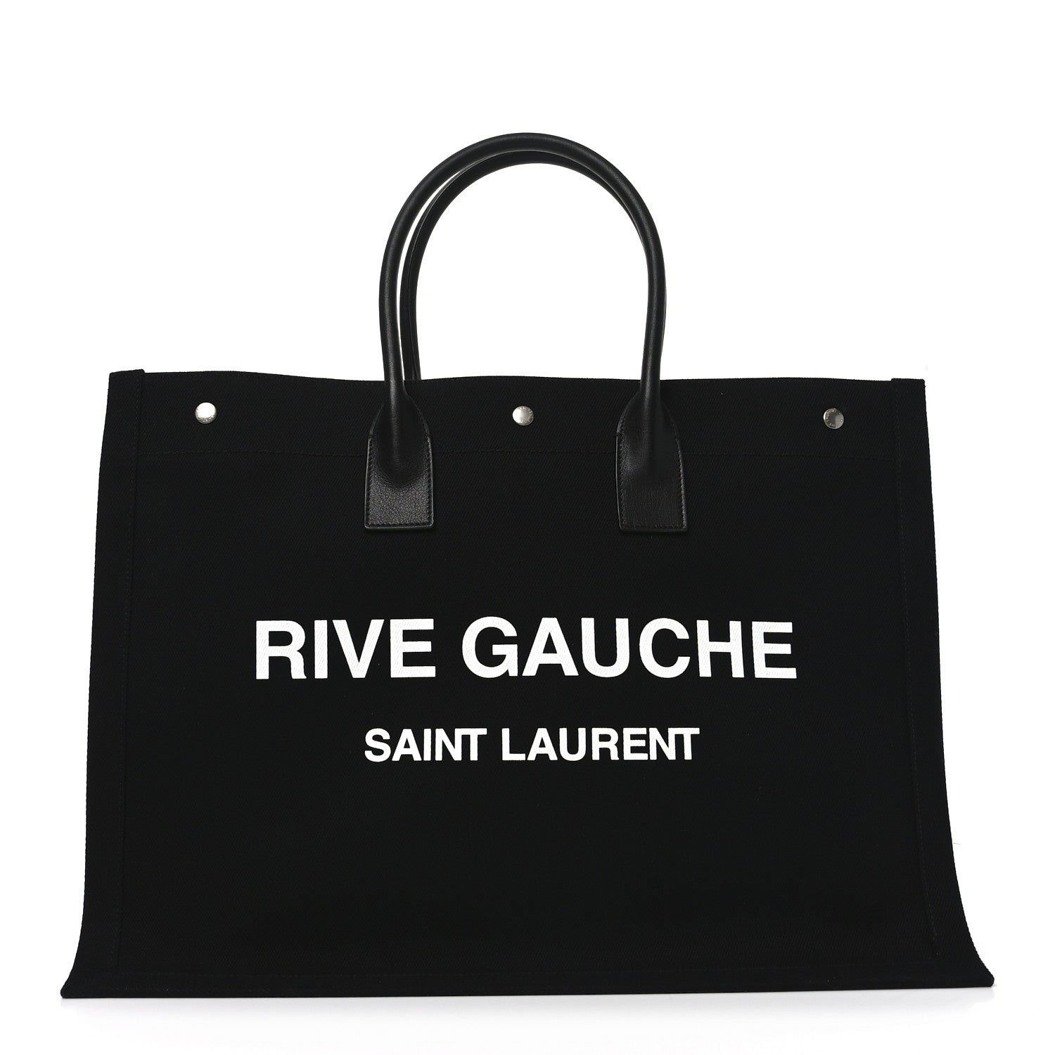 Saint Laurent Linen Calfskin Rive Gauche Tote Black 1 of 10