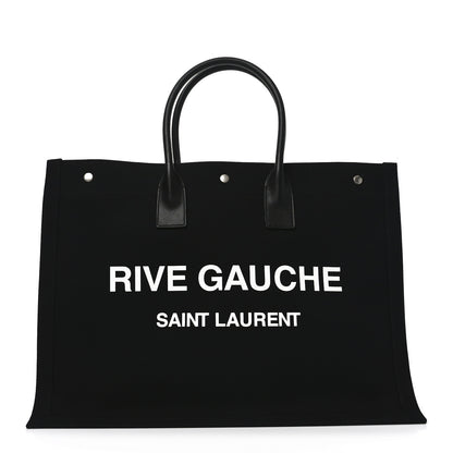 Saint Laurent Linen Calfskin Rive Gauche Tote Black 1 of 10