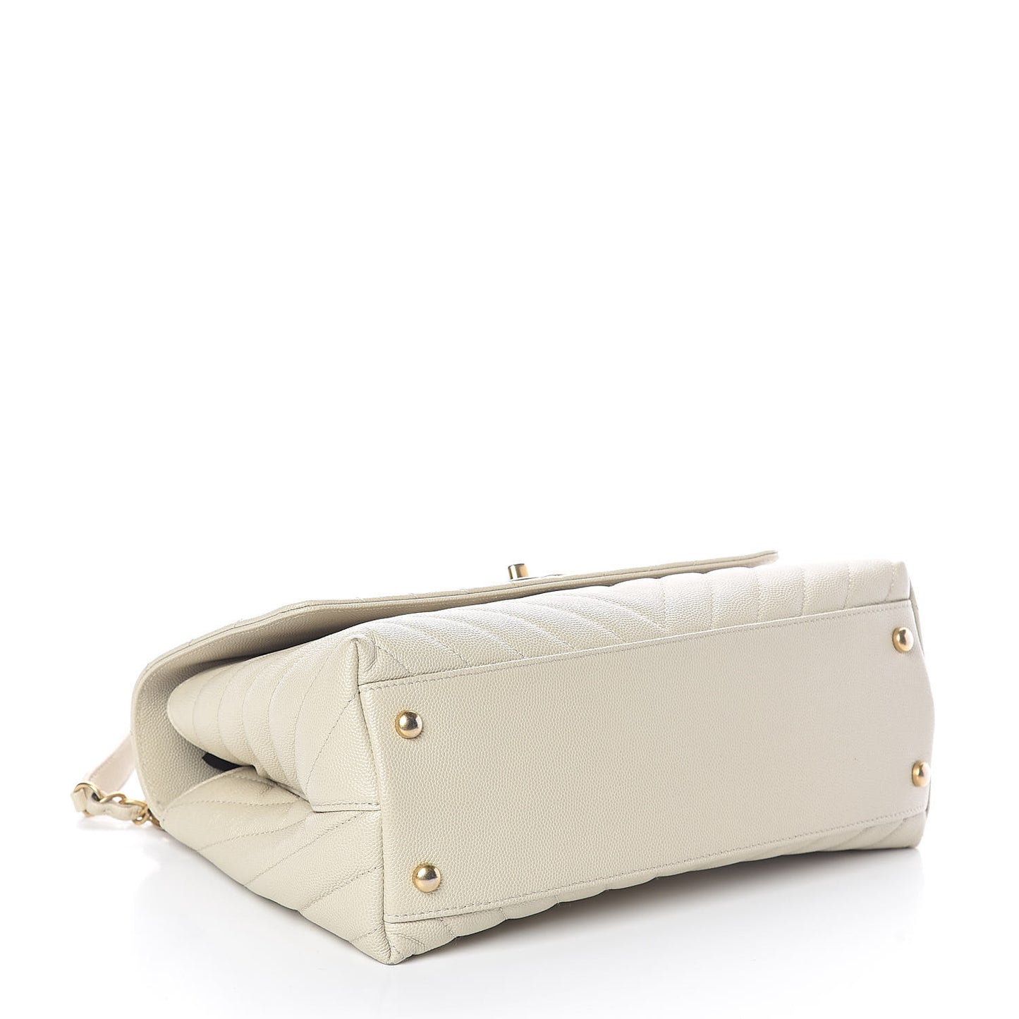 Caviar Lizard Chevron Quilted Small Coco Handle Flap Ivory