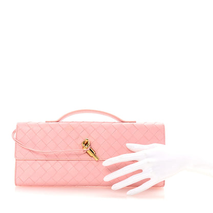 Bottega Veneta Nappa Intrecciato Long Andiamo Top Handle Clutch Rose 2 of 6