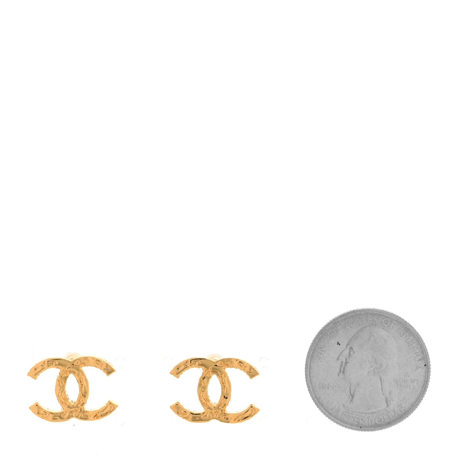 Chanel Metal Textured CC Earrings Gold 2 of 5