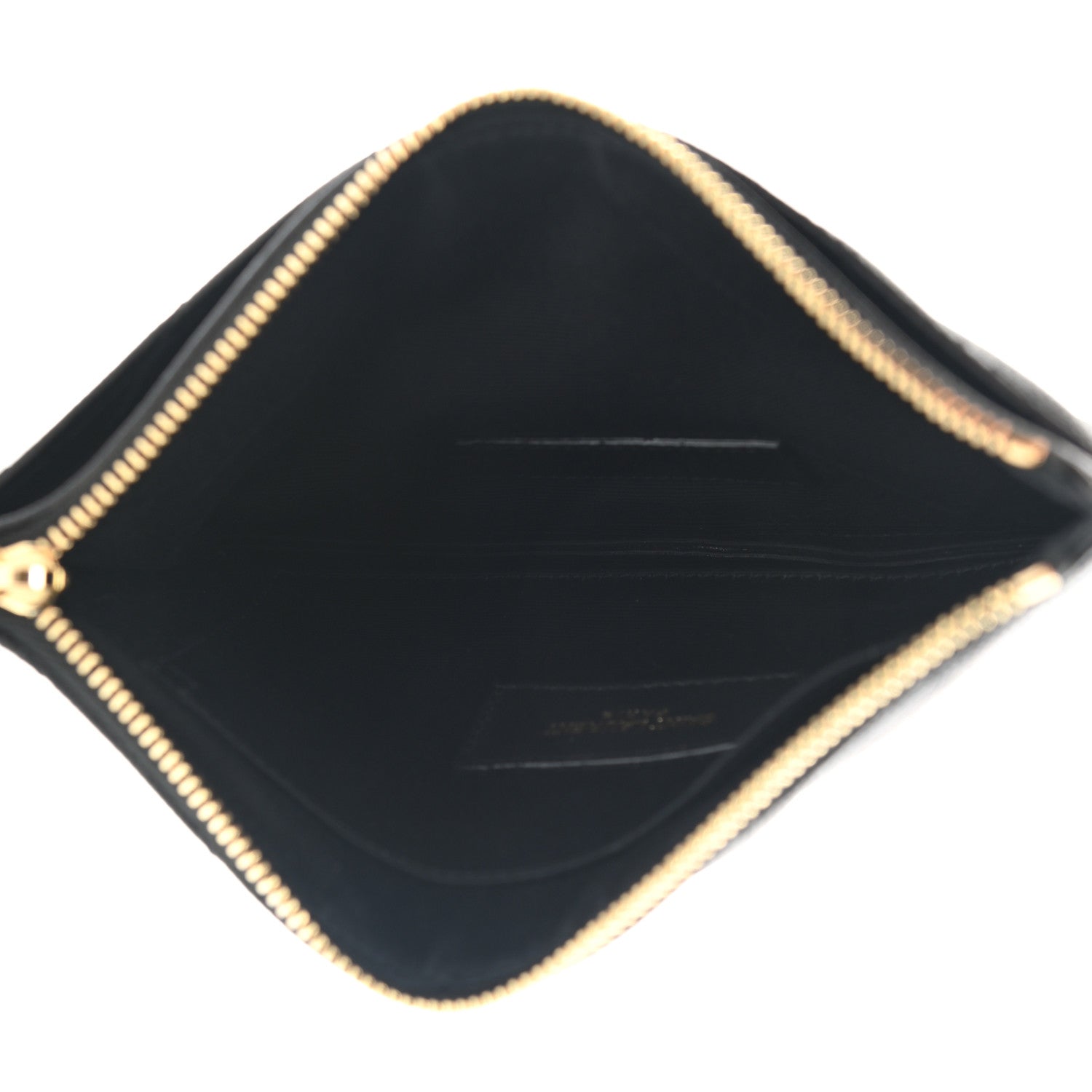 Saint Laurent Grain De Poudre Chevron Monogram Bill Pouch Black 5 of 8