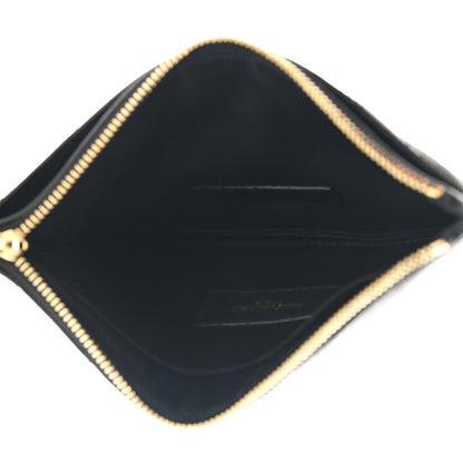 Saint Laurent Grain De Poudre Chevron Monogram Bill Pouch Black 5 of 8