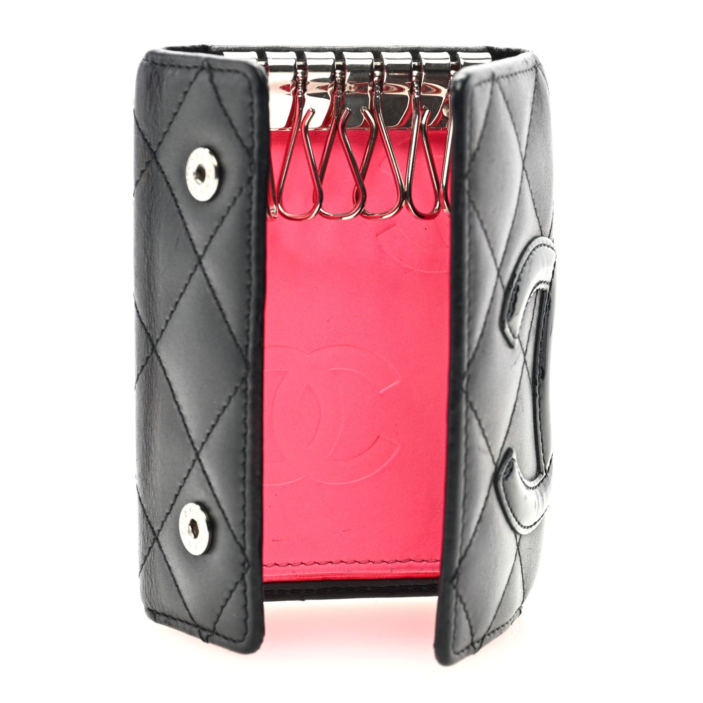 Calfskin Quilted Cambon 6 Key Holder Black