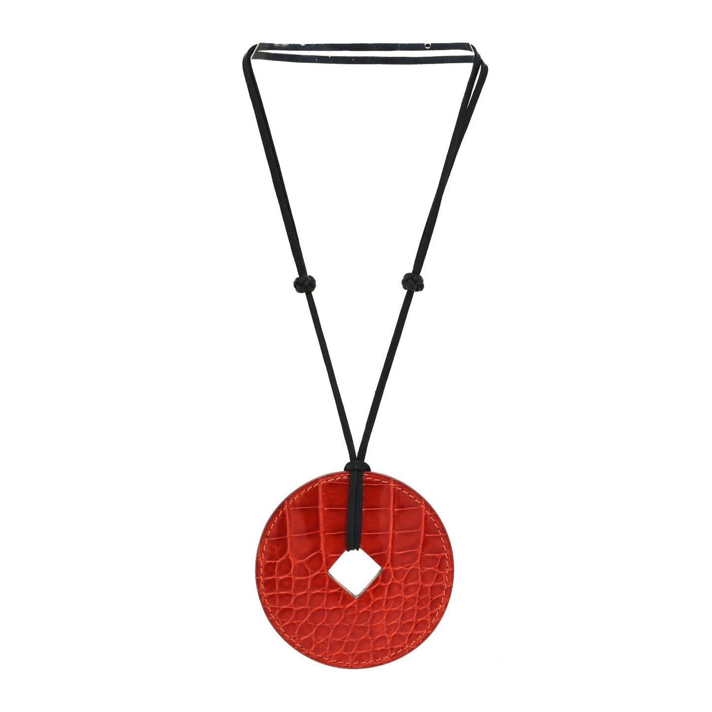 Shiny Alligator Tsuba Pendant Necklace Geranium