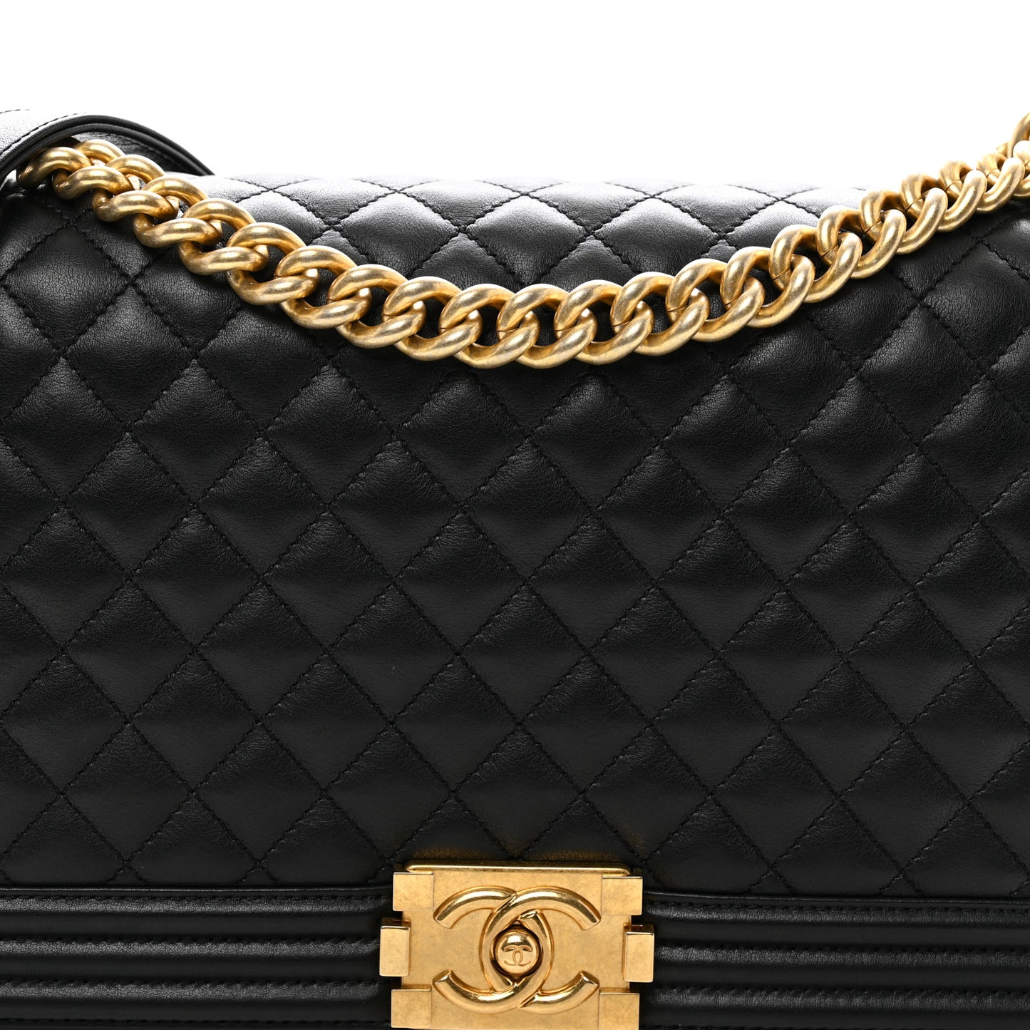 Calfskin Quilted New Medium Boy Flap Black