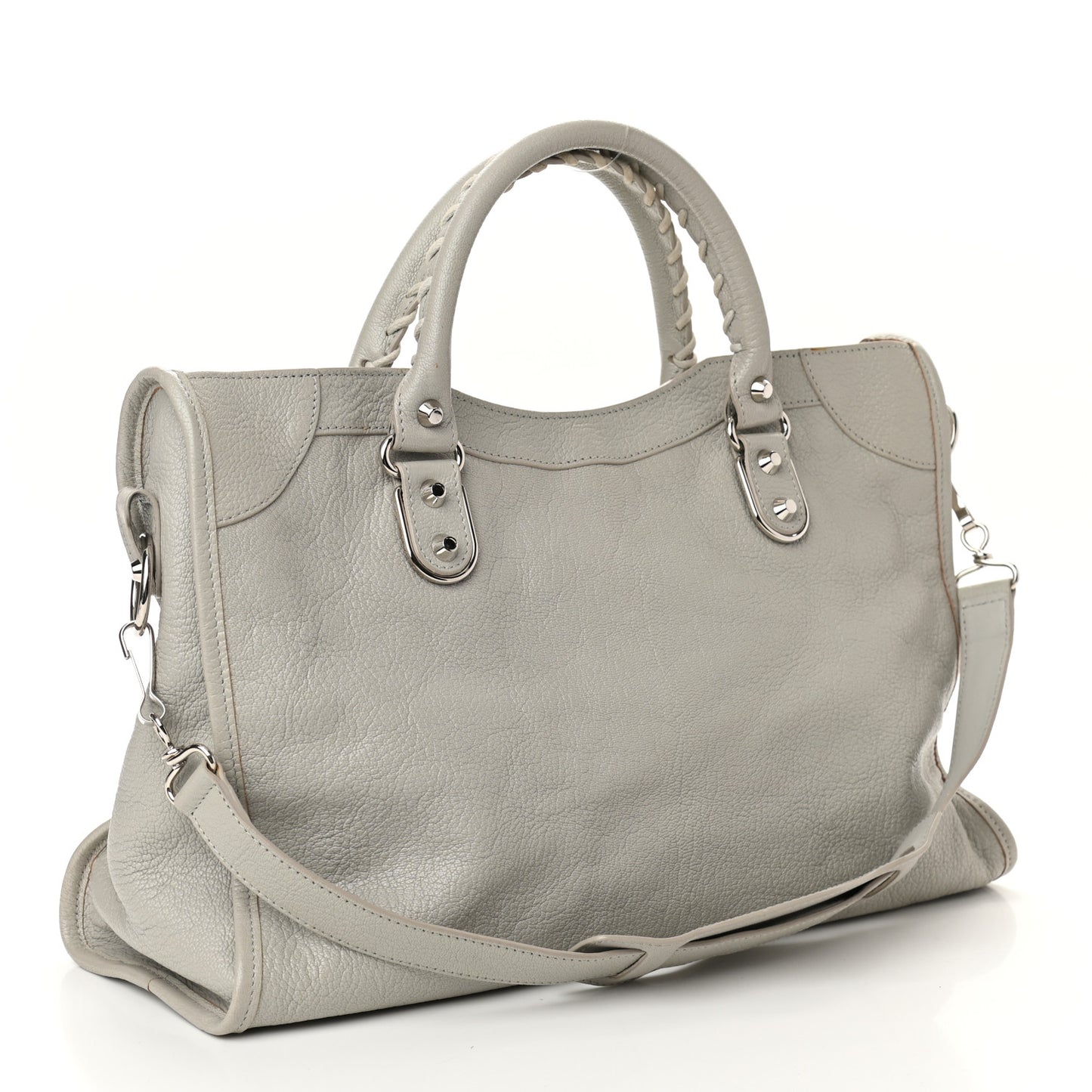 Chevre Silver Metallic Edge Hardware City Gris Glace