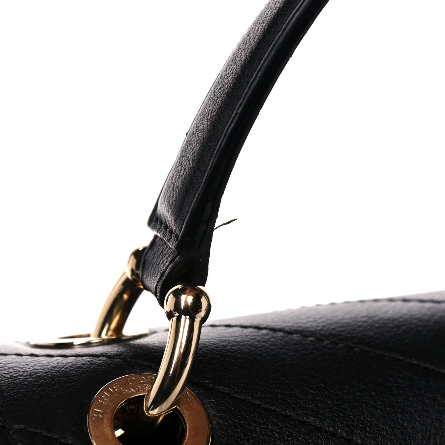Grained Calfskin Small Chevron Chic Top Handle Flap Black