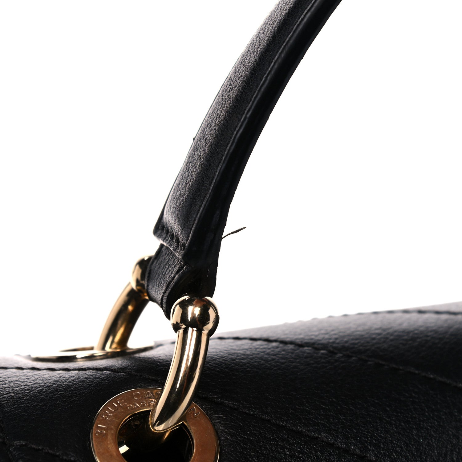 Chanel Grained Calfskin Small Chevron Chic Top Handle Flap Black 13 of 17