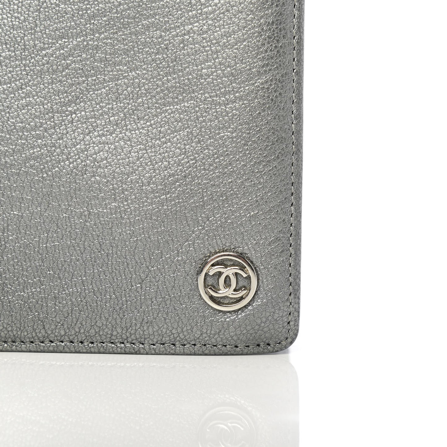 Metallic Goatskin CC Yen Wallet Silver