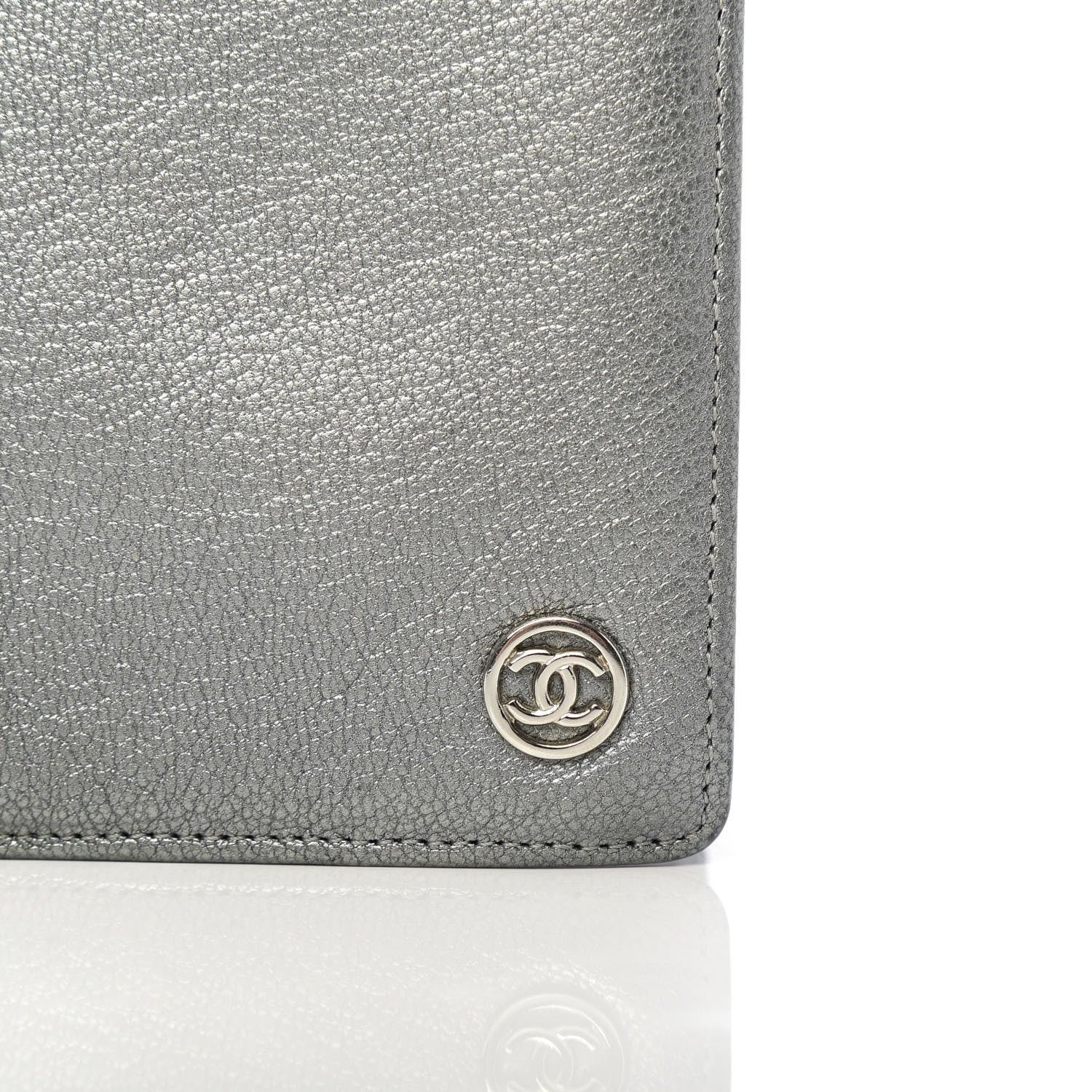 Chanel Metallic Goatskin CC Yen Wallet Silver 8 of 8
