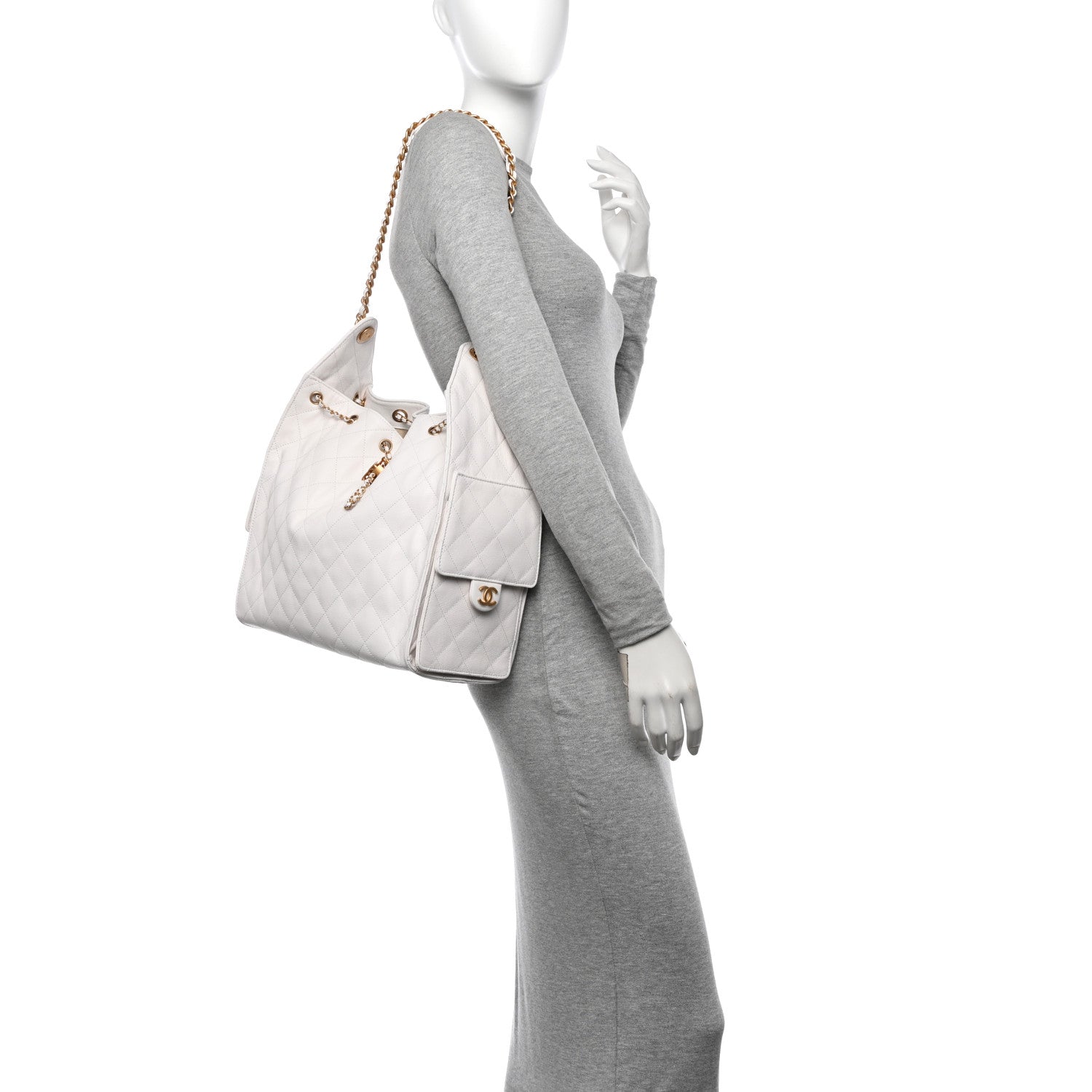 Chanel Caviar Quilted Medium Chanel 25 Handbag White 2 of 11