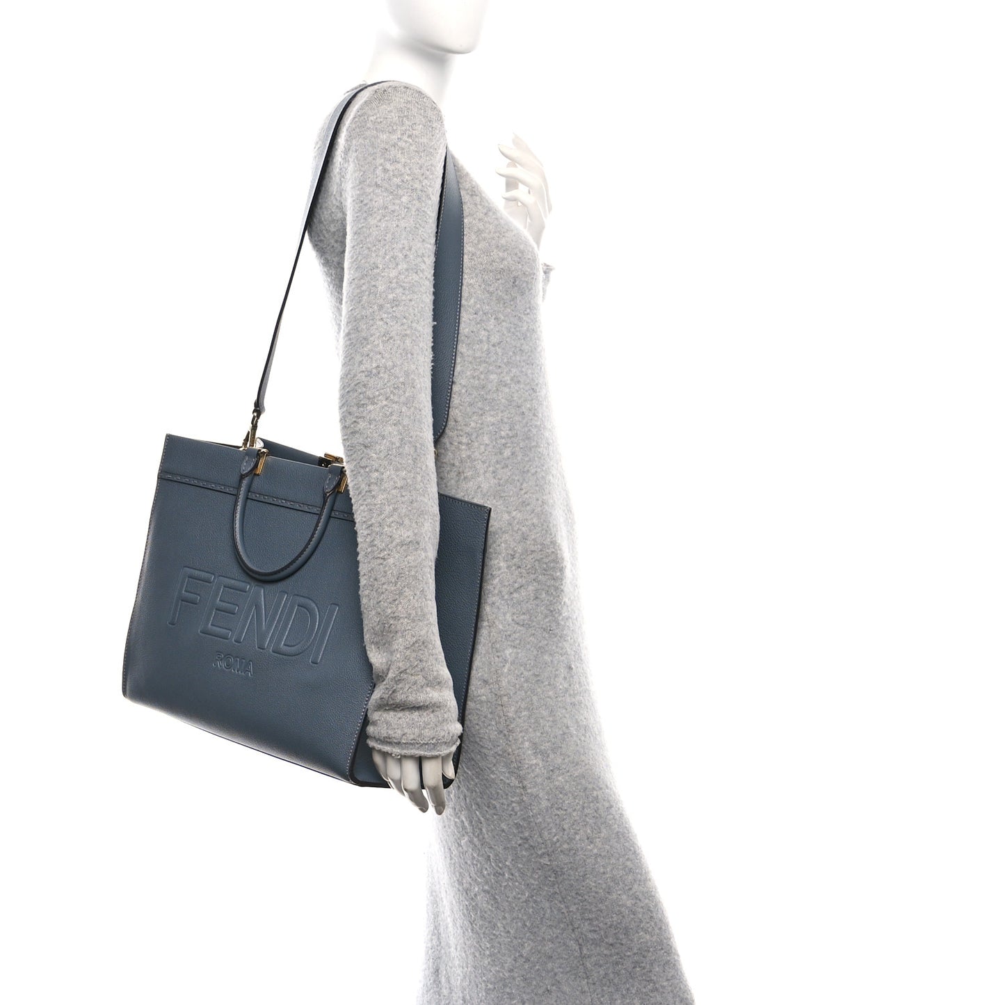 Vitello Cher Logo Debossed Medium Fendi Sunshine Shopper Tote Real Tempesta