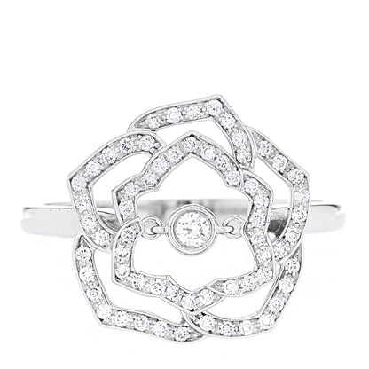 Piaget 18K White Gold Diamond .24ct Rose Ring 55 7.25 1 of 5