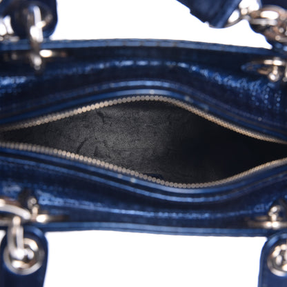 Christian Dior Metallic Patent Micro-Cannage Medium Lady Dior Blue 5 of 17
