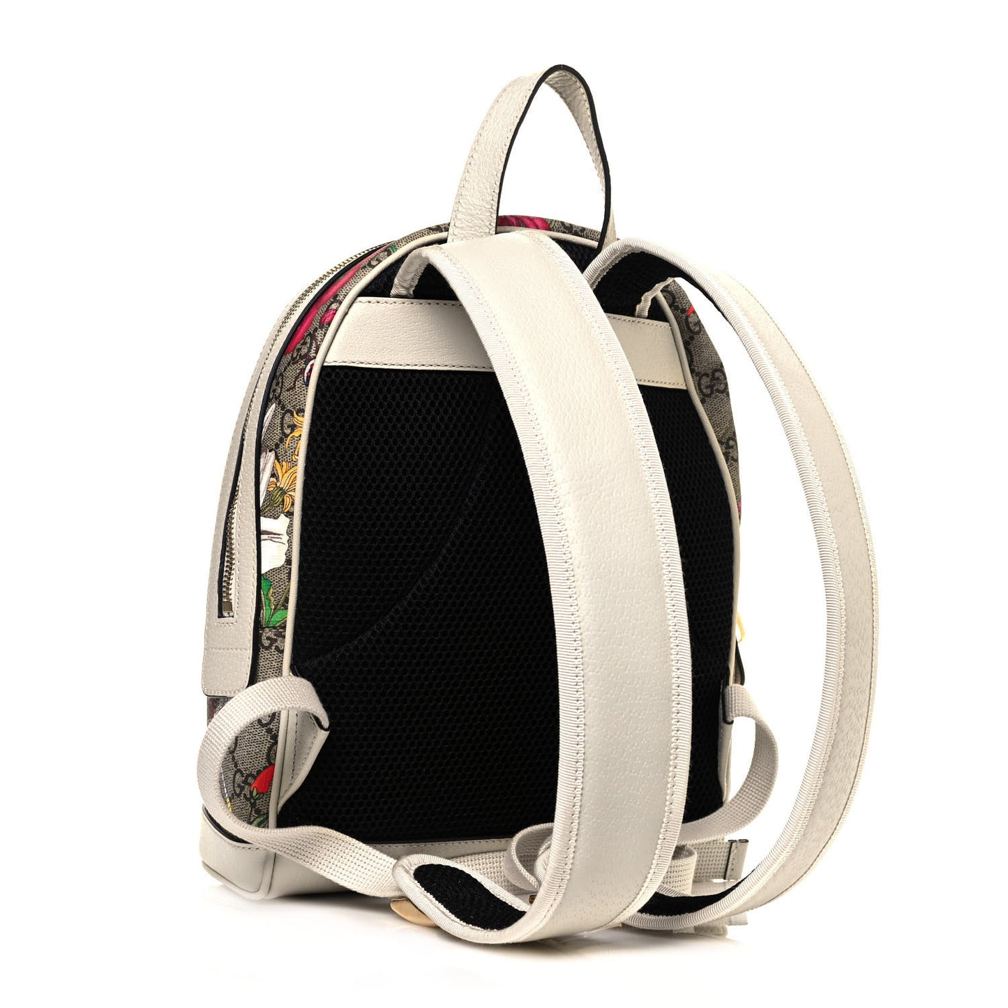 GG Supreme Monogram Flora Web Small Ophidia Day Backpack White