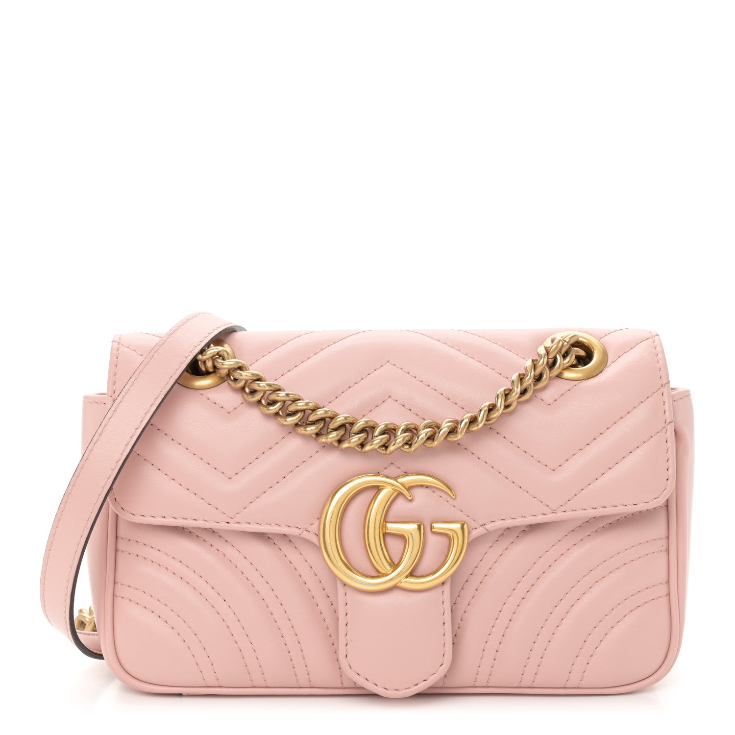 Gucci Calfskin Matelasse Small GG Marmont Shoulder Bag Perfect Pink 1 of 10