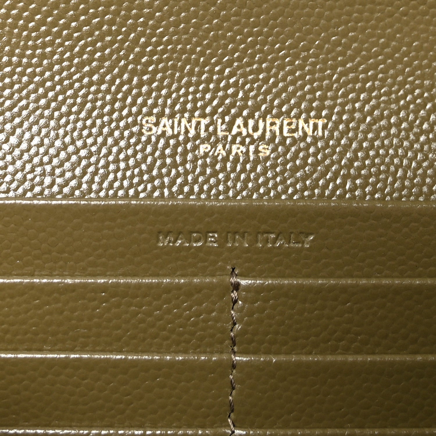 Saint Laurent Grain De Poudre Matelasse Chevron Monogram Flap Wallet Olive 6 of 7
