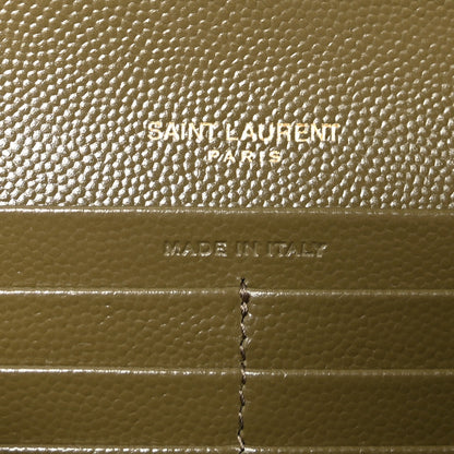 Saint Laurent Grain De Poudre Matelasse Chevron Monogram Flap Wallet Olive 6 of 7